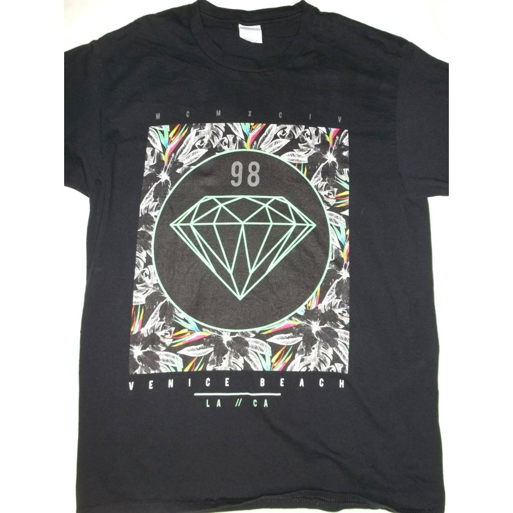 VINTAGE 98 VENICE BEACH UNISEX (M) BLACK SHORT SLEEVES T SHIRT SUMMER VACATION